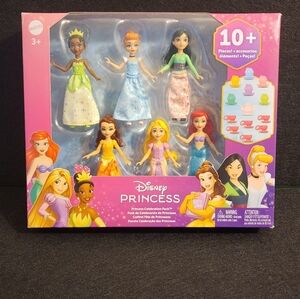Disney Princess Mini Doll Set - Pink Packaging with Assorted Dress Colors